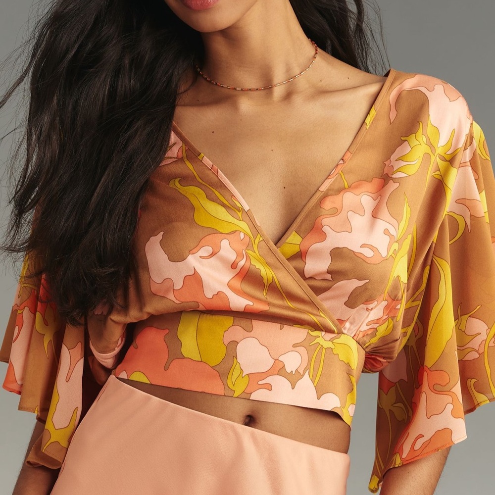 *Anthropologie Tiny Olympia Faux Wrap Top - Picture 1 of 5